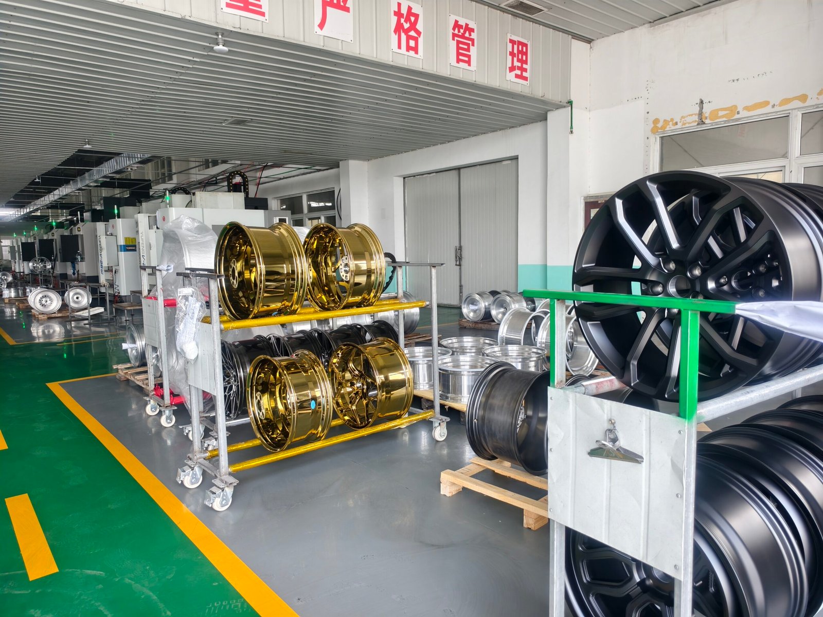 Forged wheel manufacturing equipment inside the factory