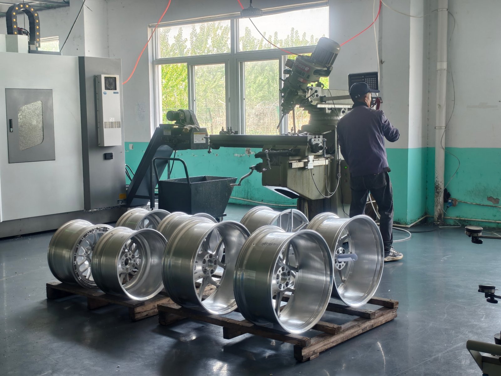 CNC machining area for forged wheels