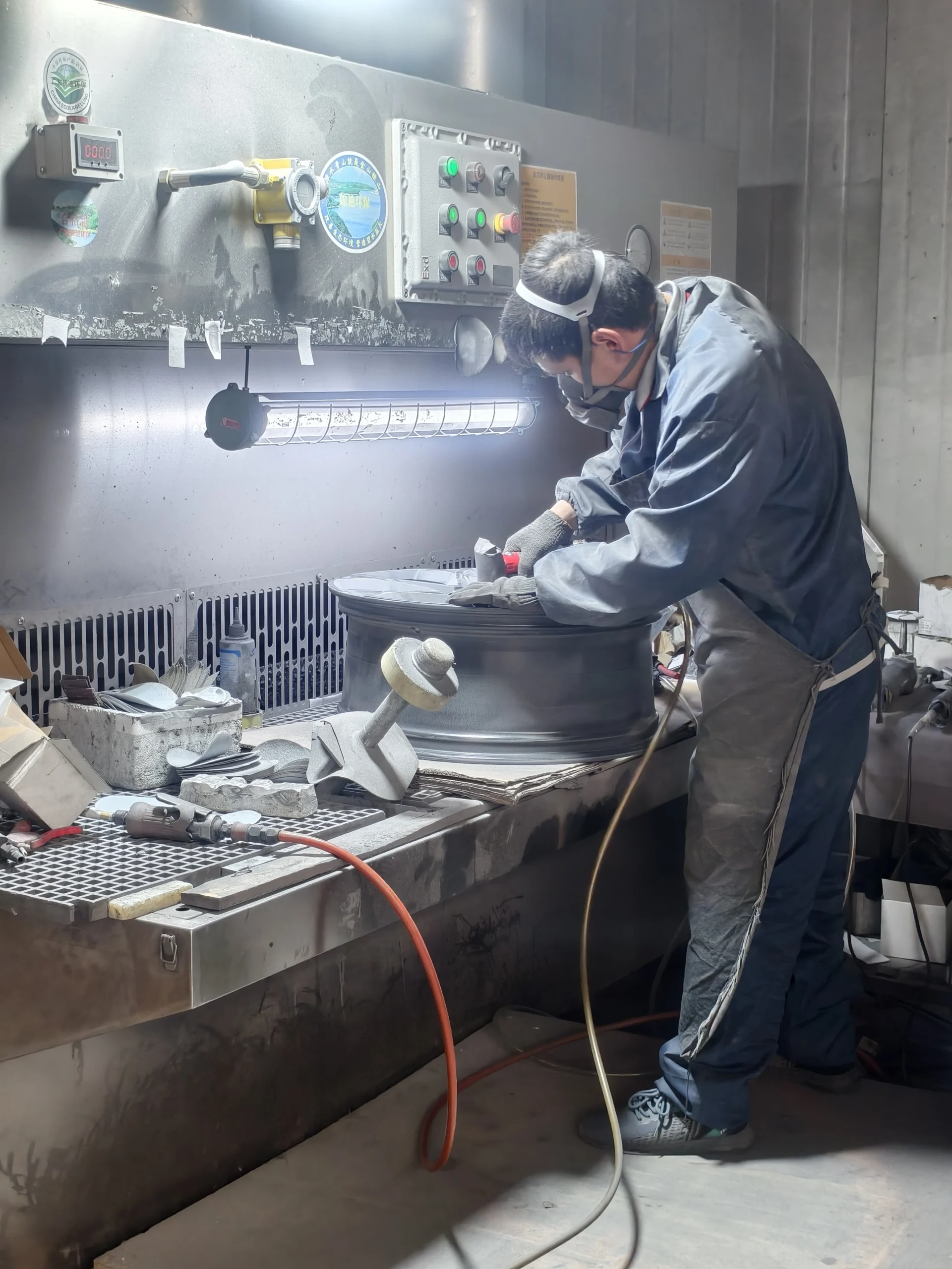 Surface polishing and finishing of a forged wheel