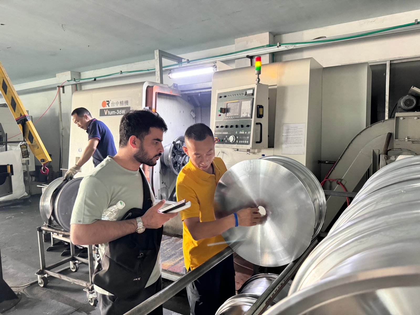 Forged wheels undergoing factory inspection